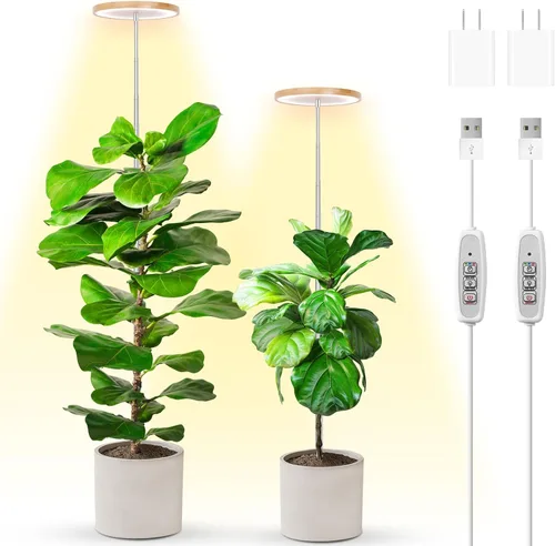 Vista 12 de LBW Luces de cultivo para plantas de interior, luz de espectro completo de 6.3 pulgadas con base, lámpara de cultivo ajustable de altura de 59