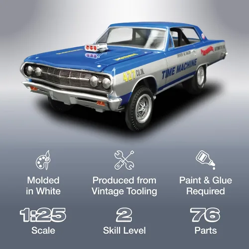 Vista 2 de AMT 1965 Chevy Chevelle AWB Time Machine 1:25 Kit de modelo a escala