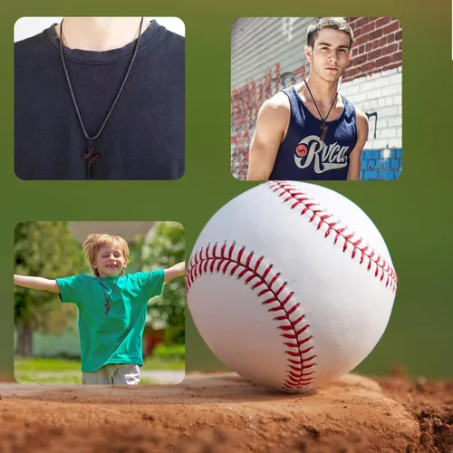 Vista 6 de Inspiration - Collares de béisbol, collar con número de camiseta de béisbol y colgante de cruz de acero inoxidable, regalo de béisbol personalizado