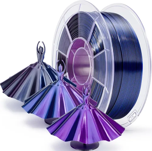 Vista 41 de ZIRO - Rápido cambio de color PLA, filamento de gradiente de color de 1.75mm, filamentos de PLA arcoíris brillantes, compatible con la mayoría