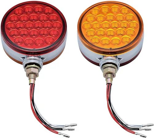 Vista 12 de Astra Depot 2 piezas de luz de cara doble de 3" redondas, 24 LED, color rojo, ámbar y blanco, para remolque de camión semi, tractor, vehículo largo