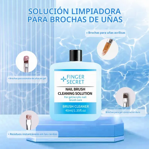 Vista 2 de Solución de limpieza de cepillos de uñas – 1.4 fl oz de acrílico para arte de uñas líquido limpiador para manicura, cepillo de uñas de limpieza 80