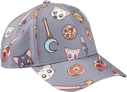 Vista 3 de Bioworld Sailor Moon Cats & Symbols All Over Print Sombrero El Snapback Gris, Gris