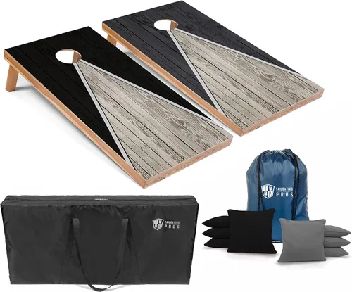 Vista 39 de Tailgating Pros Juego de tablero de Cornhole ligero con diseño piramidal con bolsas de frijoles y estuche de transporte, juego de cornhole