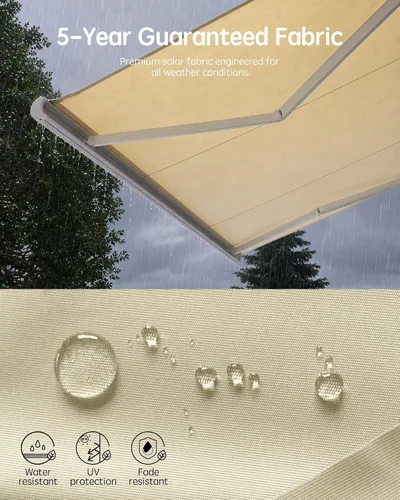 Vista 5 de Yoolax 12' x 8.2' Motorized Retractable Awning for Patio with Solar Powered Beige