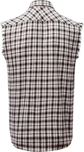 Vista 2 de Camisa sin mangas a cuadros para hombre, camisas vaqueras con botones