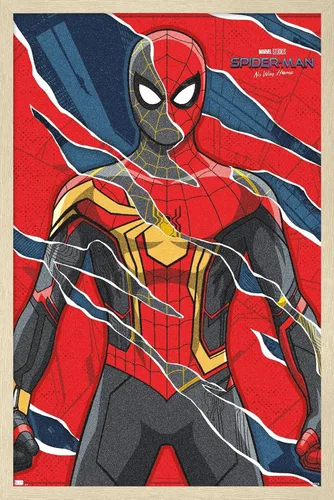 Vista 7 de Trends International Marvel Spider-Man: No Way Home - Póster de pared triturado, 22.4 pulgadas de largo x 14.7 pulgadas, versión enmarcada en madera