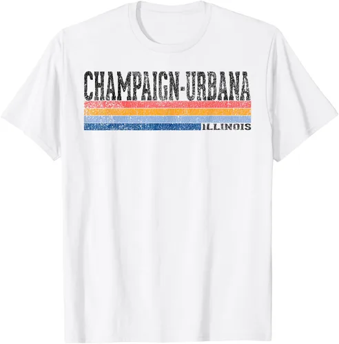Vista 74 de clásico 1980s estilo champaign-urbana Illinois T Shirt, hombre 2XL, Blanco