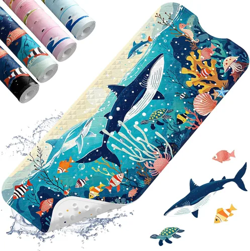 Vista 11 de XIYUNTE Alfombra de Baño para Bebé para Bañera Antideslizante Alfombra de Baño para Niños - 40"x16" Alfombra de Bañera Extra Larga Antideslizante