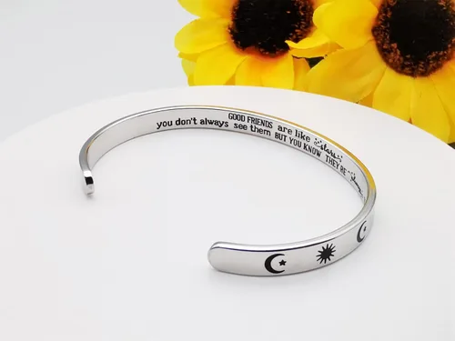 Vista 118 de Pulseras inspiradoras para mujer, joyería de acero inoxidable, con refranes, pulsera motivacional con mensaje oculto, pulseras grabadas para mejor