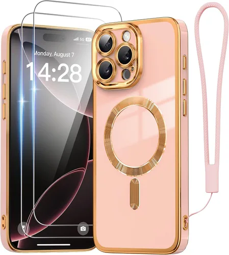 Vista 13 de Meifigno Funda para iPhone 16 Pro Max de 6.9 pulgadas, [correa de muñeca y 2 protectores de pantalla] [protección de cámara elevada envolvente]