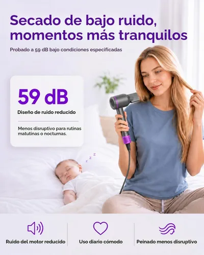 Vista 9 de NUTROMO Secador de pelo con estuche de transporte, secador iónico de alta Secador de pelo profesional de secado rápido de 3 minutos, iones negativos