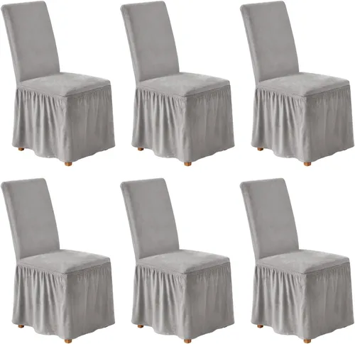 Vista 19 de NICEEC Fundas de silla de elastano para sillas de comedor, juego de 2 fundas de silla de comedor extraíbles con falda, fundas para sillas Parson
