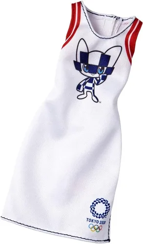Vista 3 de Barbie Ropa: Traje inspirado en la muñeca de Tokio 2020 de los Juegos Olímpicos, vestido con monedero en forma de raqueta y reloj, regalo para niños