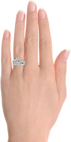 Vista 3 de Ice Gems Anillo de plata de ley con topacio blanco y aguamarina