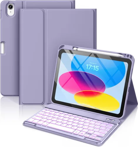Vista 12 de Hamile Funda para iPad de 11ª y 10ª Generación con Teclado - Funda de Teclado Folio Inalámbrico Desmontable con Retroiluminación de 7