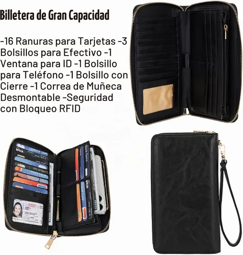Vista 6 de Juego de 2 bolsos de mano para mujer, bolsos de hombro y cartera para mujer Negro