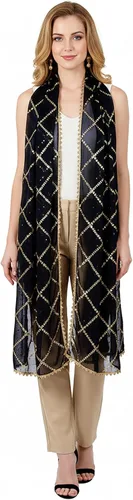 Vista 2 de Chandrakala Dupatta de gasa para mujer, chal bufanda envolvente Chunni (D238-P)