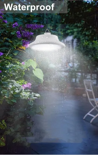 Vista 7 de HULPPRE Luz solar para cobertizo diurno o nocturno, 96 LED luz solar blanca más brillante para interiores y exteriores con 2 controles remotos