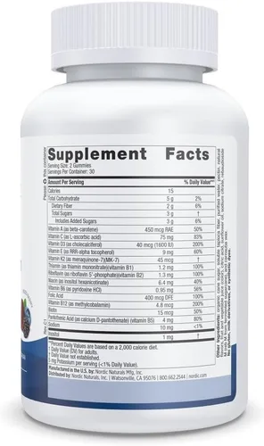 Vista 2 de Nordic Naturals Gomitas multivitamínicas para hombre, bayas mixtas, 60 gomitas - Apoyo para huesos saludables, vasos sanguíneos, energía e inmunidad