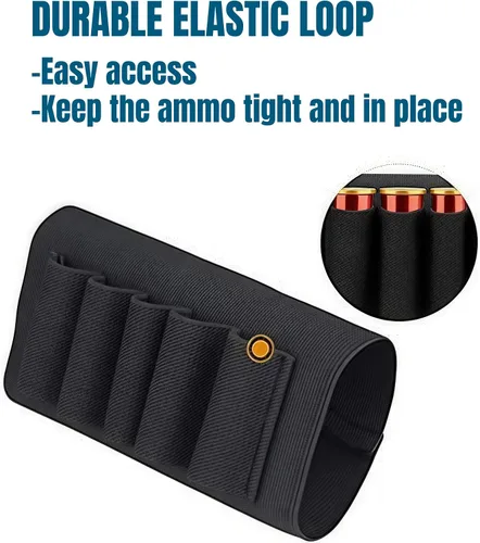 Vista 4 de ACEXIER Rifle Caza Táctico Escopeta Bolsas 5 Cartuchos A Tope Stock Shell Holder Bolsa de Portador de Tela Elástica