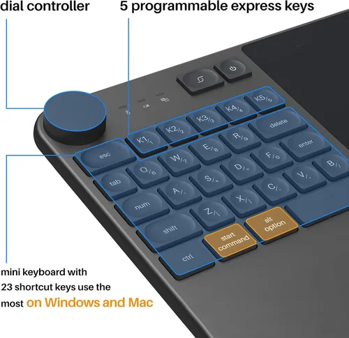 Vista 11 de Tableta de dibujo inalámbrica HUION Inspiroy Keydial KD200 Art Tablet, 8,9 Tableta gráfica Bluetooth con dial y teclado, 5 teclas personalizadas