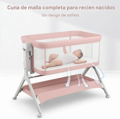 Vista 3 de INFANS - Moisés de bebé 5 en 1 con mecedora manual suave Rosa