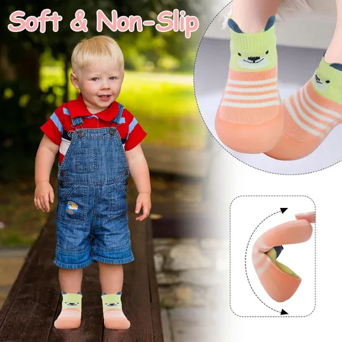 Vista 3 de 1 par de zapatos de bebé, calcetines de bebé, zapatos para niños y niñas, zapatos antideslizantes con suela de goma suave, zapatos para niños