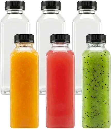 Vista 9 de 6 botellas pequeñas de plástico de 2 onzas con tapas, recipientes reutilizables transparentes a granel para bebidas a granel a prueba de fugas