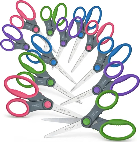 Vista 9 de Tijeras Westcott (13132) para niños zurdos y diestros de 5 pulgadas, paquete de 2 unidades, varios colores individual