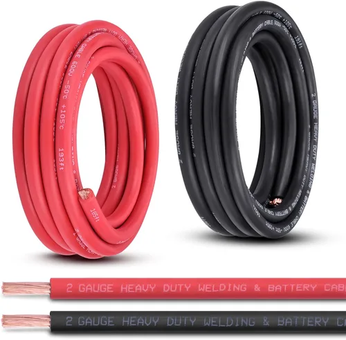 Vista 20 de Cable de batería calibre 1/0, 10 pies rojo + 10 pies negro, 1/0 AWG, alambre de cobre puro, cable de soldadura, para automotriz, batería, solar