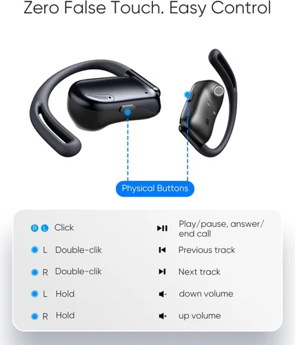 Vista 6 de Auriculares de oreja abierta, 0.28 onzas, ligeros, de próxima generación, Bluetooth 5.4, conducción de aire, auriculares inalámbricos con graves