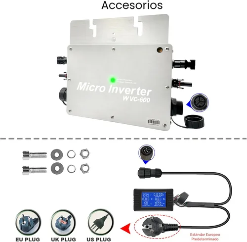 Vista 2 de Y&H Micro inversor de conexión a red solar de 600W con pantalla de visualización de monitoreo de datos AC impermeable IP65 MPPT DC28-50V Entrada PV