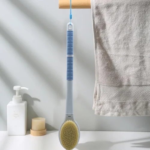 Vista 7 de Cepillo de ducha con cerdas suaves y rígidas, 20.5 pulgadas, mango largo extendido, cepillo de baño de doble cara, exfoliante corporal