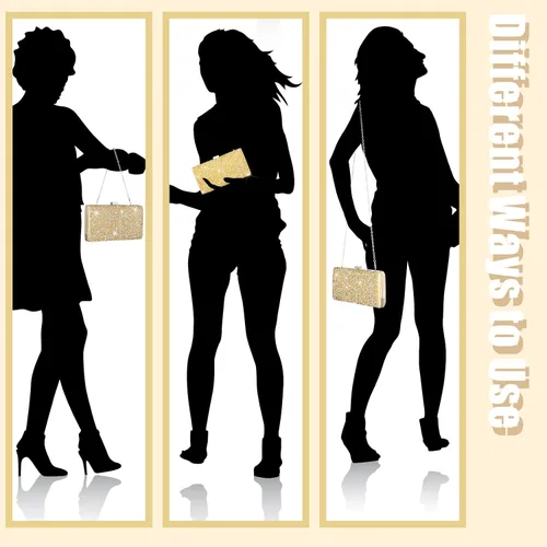 Vista 3 de Kigeli 4 piezas de diamantes de imitación para mujer, bolsa de embrague de noche, collar y pulsera para boda formal