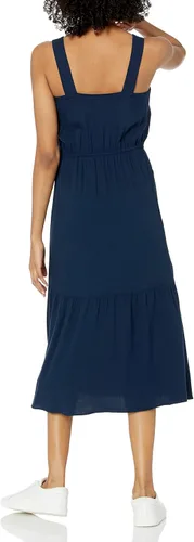 Vista 2 de Tienda Essentials - Vestido midi de verano para mujer, de sarga, fluido, escalonado