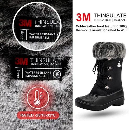Vista 2 de ALEADER - Botas de nieve de invierno con forro de piel sintética para mujer