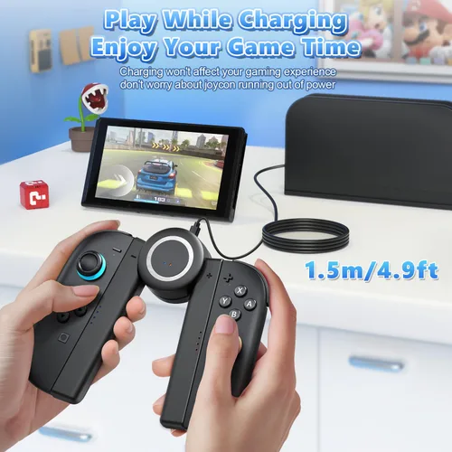 Vista 4 de [Upgraded 2.0] FASTSNAIL Charging Grip for Nintendo Switch 2 (2025), Strong Magnetic Grip Controller with 5-Levels Adjustable Rotation Positions for