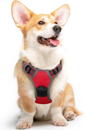 Vista 24 de Eagloo Arnés para perro pequeño, sin tirones, chaleco de servicio con tiras reflectantes y asa de control, ajustable y cómodo para caminar, arnés