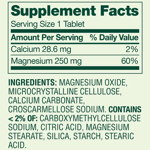Vista 3 de Spring Valley Magnesio 250 mg 250 unidades, salud ósea y muscular, el mejor suplemento de magnesio para mujeres, paquete de suplemento dietético