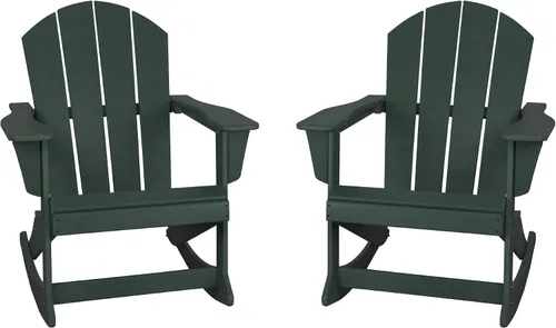 Vista 32 de WestinTrends Silla mecedora Malibu de poliéster para exterior/patio Adirondack, Negra
