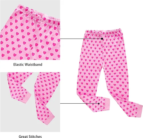 Vista 4 de KikizYe Conjunto de pijamas de manga larga para niñas pequeñas, 100% algodón