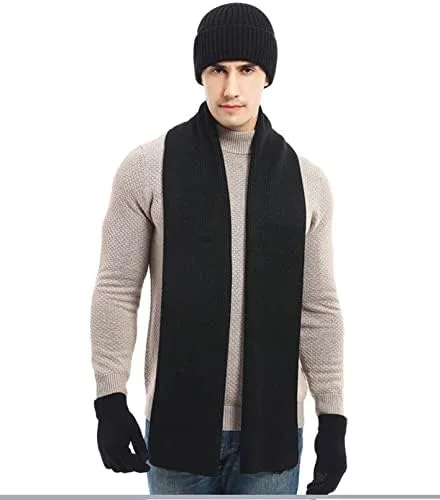Vista 2 de Maleroads Conjunto de guantes y bufanda para hombre, gorro grueso con forro polar de invierno