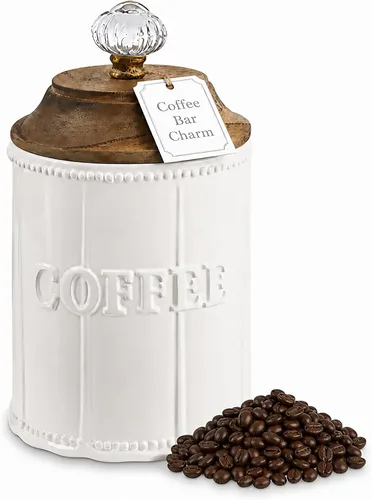 Vista 10 de Mud Pie - Recipiente de Café de Cerámica con Manija y Tirador de Puerta, Blanco