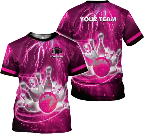 Vista 4 de Paniprints - Camisas de bolos con nombre personalizado para hombres y mujeres 3D, camisas de bolos para equipo de bolos, camisas de bolos de regalo
