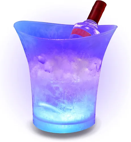 Vista 6 de SMETA Cubo de hielo LED para champán cerveza vino botella que cambia de color cerveza 5L enfriador de gran capacidad con LED, cubo de hielo portátil