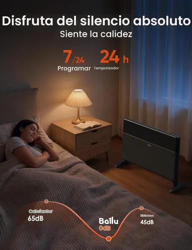 Vista 6 de Ballu - Calentador de panel de convección, calentador de espacio de 1500 W para habitación grande de uso interior con termostato programable
