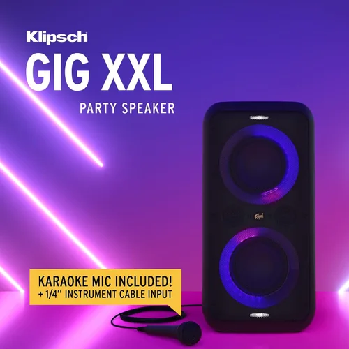 Vista 2 de Klipsch Gig XXL, negro - Altavoz Bluetooth inalámbrico portátil - Múltiples modos de color - Aumento de graves - Dos woofers de 6.5 pulgadas y dos