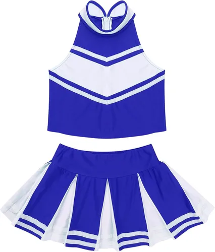 Vista 3 de Manyakai Conjunto de porristas para niños y niñas sin mangas con falda plisada disfraz de uniforme