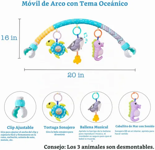 Vista 2 de Baby Stroller Arch Toys 0-12 meses Clip ajustable en arco móvil Toy Bar